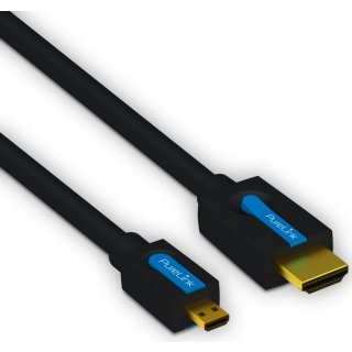 High Speed HDMI/Micro, HDMI-Kabel, mit Ethernet, 2 m, 4K, 3D, FullHD, 2.0, vergoldet, Cinema Serie
