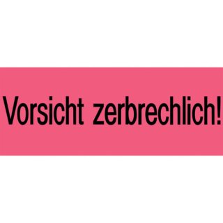 Versandzettel "Vorsicht zerbrechlich!" 39 x 118 mm,  leuchtrot, 1.000 Etiketten, Packung à 250 Blatt
