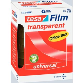 tesafilm® , transparent, 66 m x 15 mm, Packung mit 10 Rollen, transparent