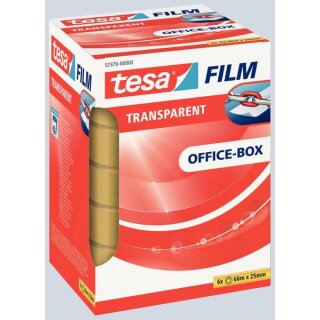 tesafilm®  transparent, 66 m x 25 mm, Packung mit 6 Rollen, transparent