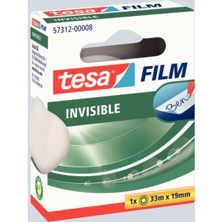 tesafilm® invisible, matt, beschriftbar, lösungsmittelfrei, 19 mm x 33 m, transparent