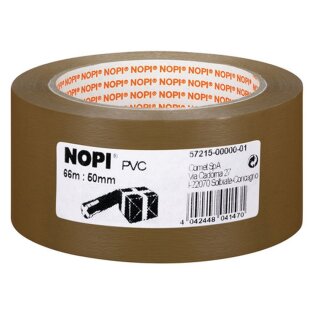 Packband NOPI® Pack PVC geprägt, 66 m x 50 mm, gleichmäßig und leise abrollbar, braun