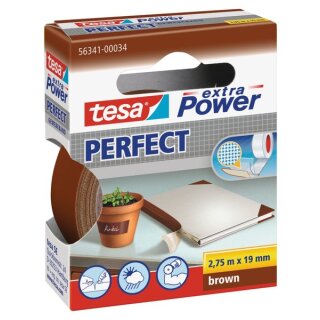 Gewebeband tesa extra Power Perfect 19 mm x 2,75 m braun – 1 Rolle