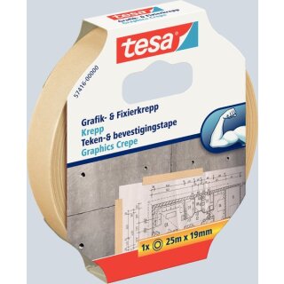 Grafik- und Fixierkrepp tesa 19 mm x 25 m beige