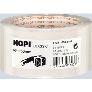 Packband NOPI® Pack Classic, PP, 66 m x 50 mm, gleichmäßig abrollbar, transparent