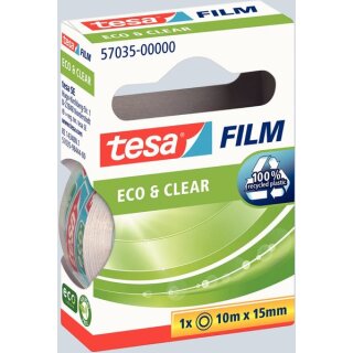 Transparenter Klebefilm tesa tesafilm Eco & Clear 15 mm x 10 m transparent – 1 Rolle – 57035-00000