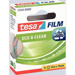Transparenter Klebefilm tesa tesafilm Eco & Clear 19 mm x 33 m transparent – 1 Rolle