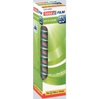 Transparenter Klebefilm tesa tesafilm Eco & Clear 15 mm x 10 m transparent – 1 Rolle – 57070-00000-00
