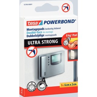 Powerbond® ULTRA STRONG PADS, doppelseitige Montagepads, hält max. 6kg, 60 x 20 mm, 9 Stück