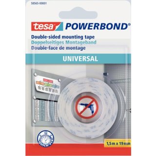 Powerbond® UNIVERSAL, doppelseitiges Montageband, 1,5 m x 19 mm, individuell zuschneidbar