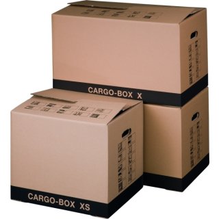 Umzugskarton, Cargobox XS, Innenmaß: 455 x 345 x 380 mm, Außenmaß:465 x 347 x 400 mm, mit Grifflöchern, 25kg, braun
