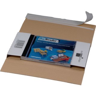 CD/DVD-Versandbox, DIN lang, 225 x 125 x 12 mm, ohne Fenster, haftklebend, Aufreißfaden