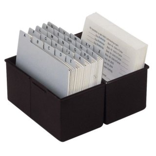 Karteibox DIN A5 quer, für 500 Karten, schwarz, 228 x 102 x 171 mm