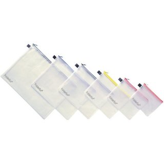 Reißverschlussbeutel PVC, 6er Set (B6,B5,B4,A6,A5,A4), farbiger Textilreißverschluss