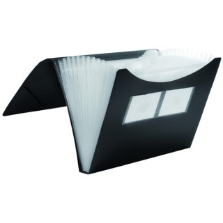 Fächertasche für DIN A4, 12 dehnbare Fächer, Eckspannverschluss, schwarz, 235 x 334 x 28 mm (HxBxT)