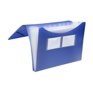 Dehnbare Fächertasche, für DIN A4, 7-tlg. blau, mit Eckspann-Verschluss, 235 x 334 x 28 mm (HxBxT)