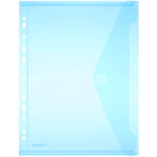 Sichttasche für Format DIN A4 quer, Abheftrand, Klettverschluss, blau transparent, 310 x 238/218 x 0 mm (HxBxT)