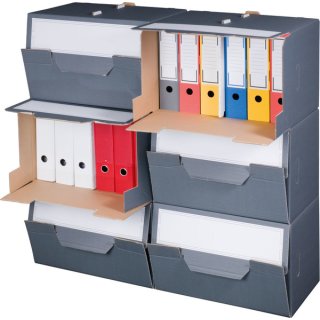 Archivbox für Ordner, mit Frontklappe, Innenmaß 504 x 325 x 305 mm, grau
