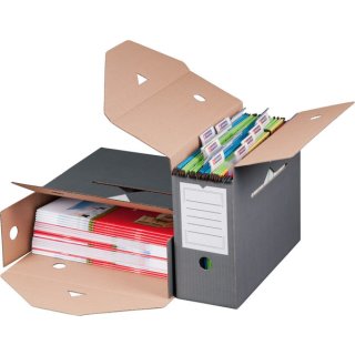 Archivbox für Hängemappen, Innenmaß 328 x 115 x 265 mm, Außenmaß 335 x 125 x 275 mm, grau