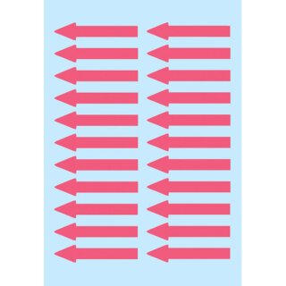 Hinweisetiketten, 37x7mm, 88 Etiketten, Pfeilform, leuchtrot, Packung mit 4 Blatt