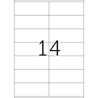 PREMIUM Etiketten 105 x 41 mm, 1.400 Etiketten, matt, permanent haftend, Blattformat: DIN A4, weiß, Packung à 100 Blatt