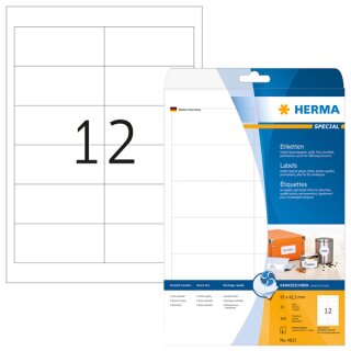Inkjet-Etiketten 97 x 42,3 mm, weiß, permanent haftend, 300 Etiketten, 12 Stück/Blatt, Packung à 25 Blatt
