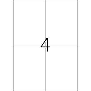 PREMIUM Etiketten 105 x 148 mm, 100 Etiketten , weiß, matt, permanent haftend, Blattformat: DIN A4, Packung à 25 Blatt