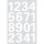 Zahlen Ø 25 mm, 16 Etiketten, Aufdruck: 0-9, Folie, weiß, 16 Stück/Blatt, Packung mit 1 Blatt