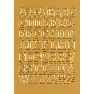 Buchstaben 12 mm, 61 Etiketten, Aufdruck: A-Z, Folie, glänzend, gold, 61 Stück/Blatt, Packung mit 1 Blatt