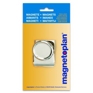 Magnetoplan Magnetclip, 52mm, silber, Haftkraft: bis zu 26 Blatt in der Klammer (80g/qm)