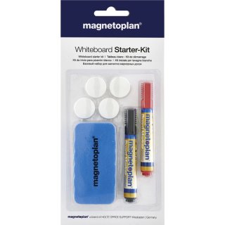 Whiteboard Starter-Kit, Tafellöscher, 2 Whiteboard- und Flipchartmarker in rot und schwarz, 4 Magnete Ø 30 mm Haftkraft: 0,7kg, VE = 1 Set