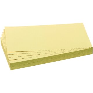 Moderationsrechtecke 9,5 x 20,5 cm, gelb, 130g/qm, 100 % Altpapier, 1 Pack = 500 Stück