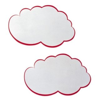Moderationswolken 25 x 42 cm, weiß mit rotem Rand, 170g/qm aus 100 % Altpapier, 1 Pack = 20 Stück