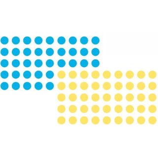 Moderationsklebepunkte Ø 19 mm, selbstklebend, sortiert in blau und gelb, 1 Pack = 1000 Etiketten