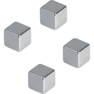 Franken Würfel-Magnet Neodym, 10x10x10mm, silber, Haftkraft: 3kg, Packung à 4 Stück