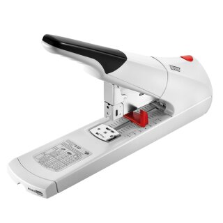 NOVUS Blockheftgerät B50, grau, Heftleistung: 140 Blatt, Ladekapazität: 100 x 23/6-23/17 SUPER, Einlegetiefe: 75 mm, Springfachmechanik, Metall mit Kunststoffummantelung