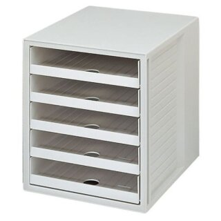 Schubladenbox HAN SCHRANK-SET A4 5 Schubladen offen hellgrau