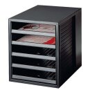 Schubladenbox HAN SCHRANK-SET A4 5 Schubladen offen schwarz