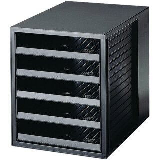 Schubladenbox HAN SCHRANK-SET KARMA A4 5 Schubladen offen schwarz