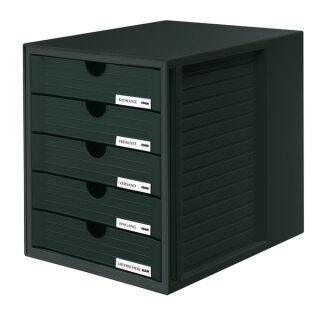 Schubladenbox HAN SYSTEMBOX A4 5 Schubladen geschlossen schwarz