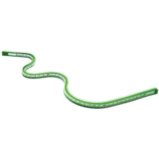 Kurvenlineal, mit Teilung, 50 cm, flexibel, biegsam, zum Übertragen, Abwickeln und Abformen von Kurven, Tuschkante und mm-Teilung, grün