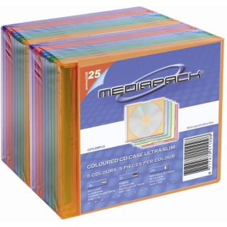 CD-Leerhülle Slim Line, farbig sortiert, Packung = 25 Stück