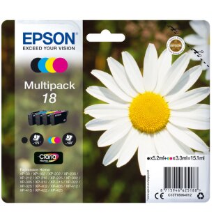 Epson 18 Tintenpatronen Multipack, Schwarz, Cyan, Magenta, Gelb - Original