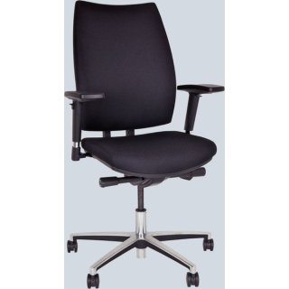 Bürodrehstuhl Upscale, Polster, Aluminium poliertes Fußkreuz, max. Sitzhöhe: 570 mm, Bezug schwarz