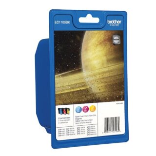 Brother LC-1100 Tintenpatronen Cyan, Magenta, Gelb, Rainbow Pack, je ca. 325 Seiten - Original