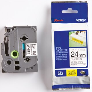 Brother TZe-S251 Schriftband 24 mm breit / 8 m lang schwarz auf weiß extra stark klebend laminiert