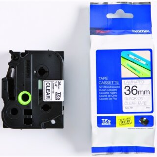 Brother TZe-161 Schriftband 36 mm briet / 8 m lang schwarz auf farblos laminiert