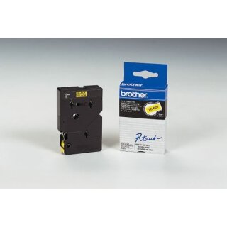 Schriftbandkassette, TC-601, 12 mm breit / 7,7 m lang, schwarz auf gelb, laminiert
