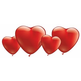 10 Herzballons rot Ø 15 cm und 28-30 cm