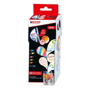 Edding 1340 Bruschpen, Colour Happy Set e-1340 20 Stifte +1Brushpen Colour Mixer
